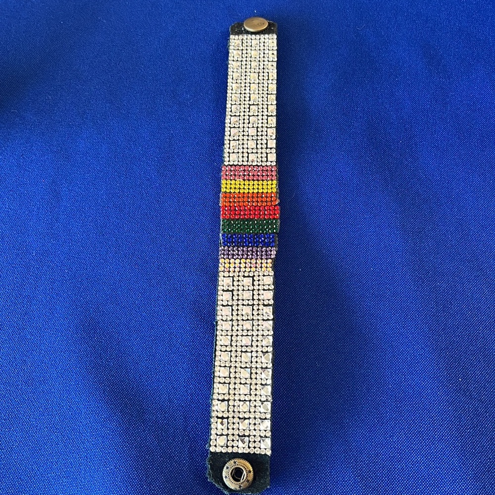 Multicolored Rhinestone Stackable Pride Bracelet - Picture 2 of 3